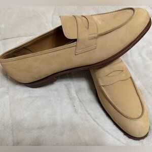 $690 Grenson for Paul Stuart Khaki Tan Nubuck Suede Leather Loafers 12